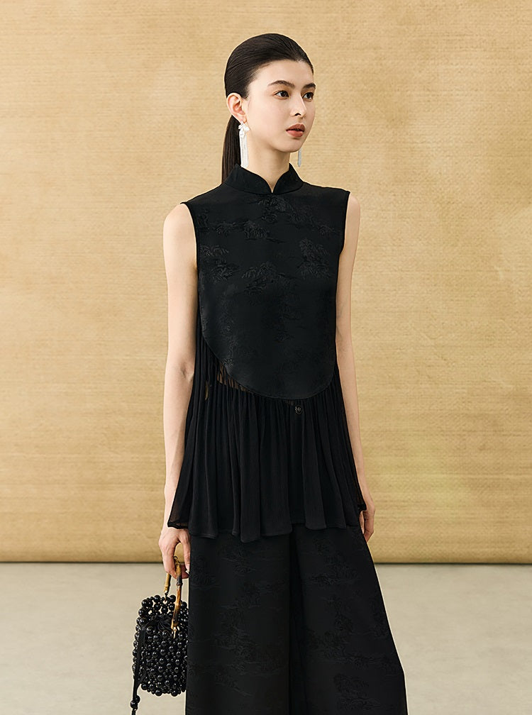 HECO New Chinese Acetate Jacquard Mesh Stitching T-Shirt - ANGEL.