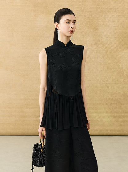 HECO New Chinese Acetate Jacquard Mesh Stitching T-Shirt - ANGEL.