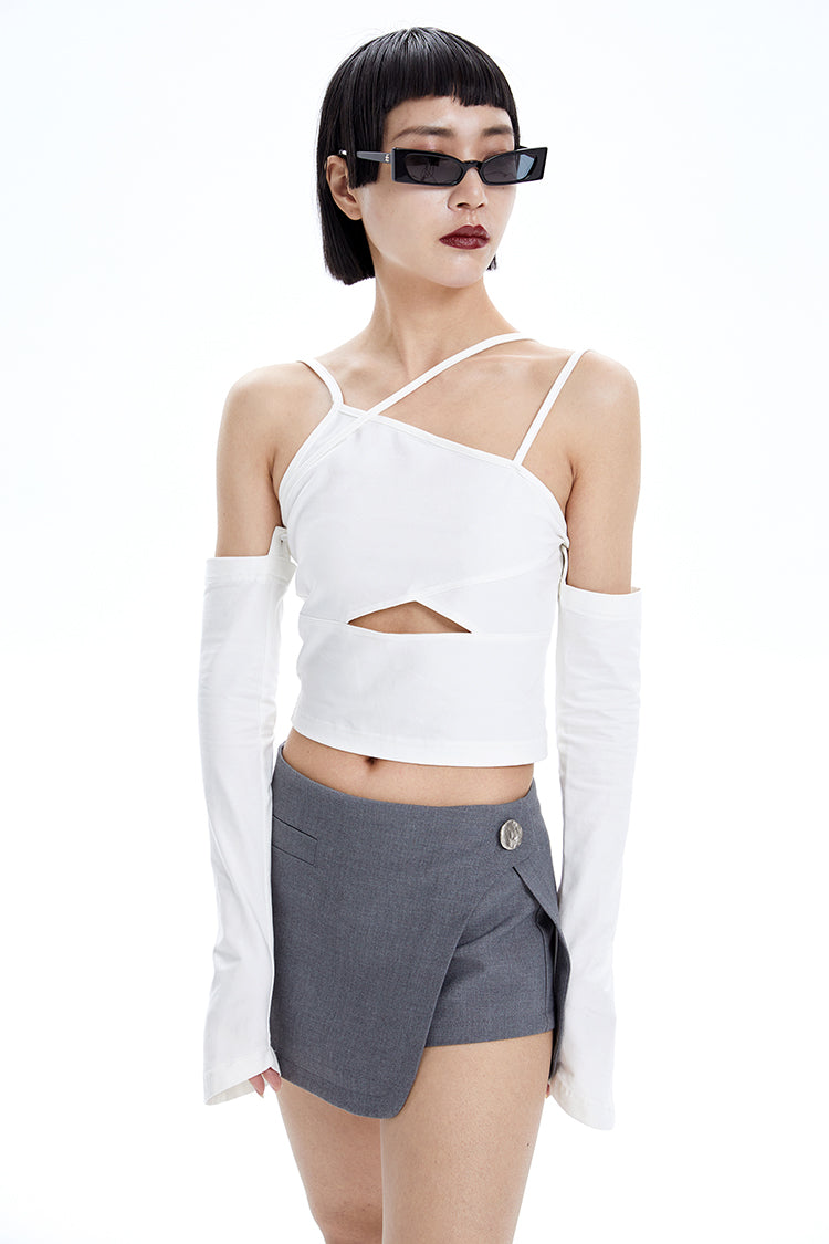 TINY IN Detachable Sleeve Women's Short Cut-out Top -YOYO