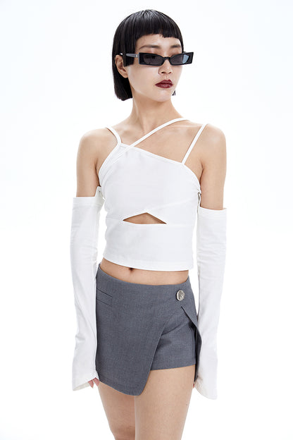 TINY IN Detachable Sleeve Women's Short Cut-out Top -YOYO
