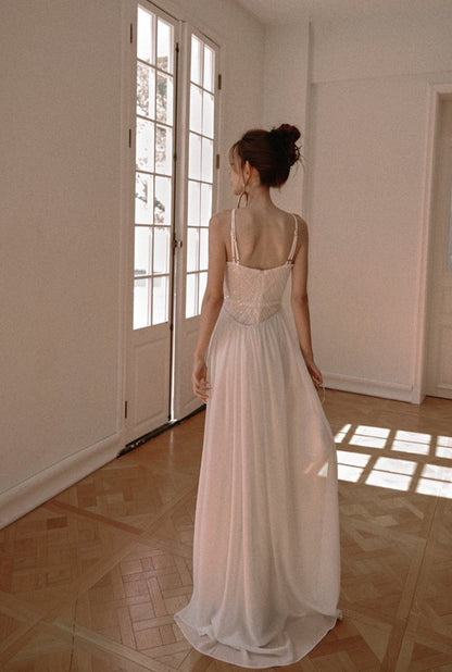 DOLLY High End Sleeveless Halter Neck Sequin Embroidery Long Banquet Dress-KATRINA