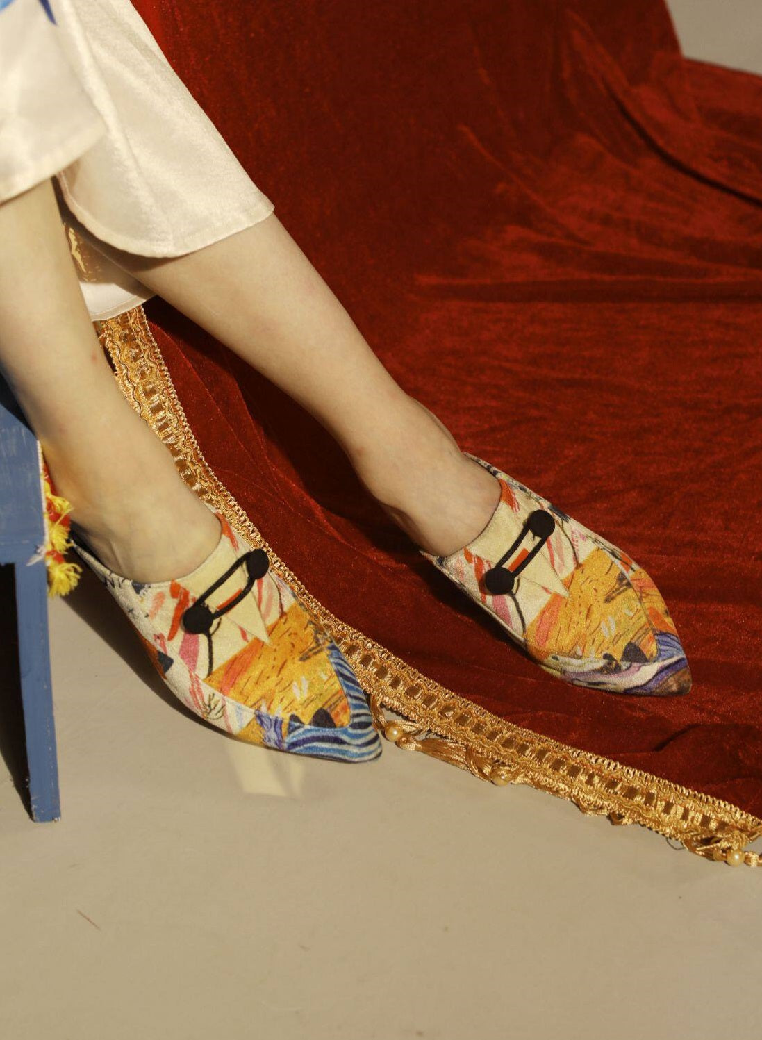 B-FEI elegant mules slippers fashion printed mid-heel and thick heel-JART.