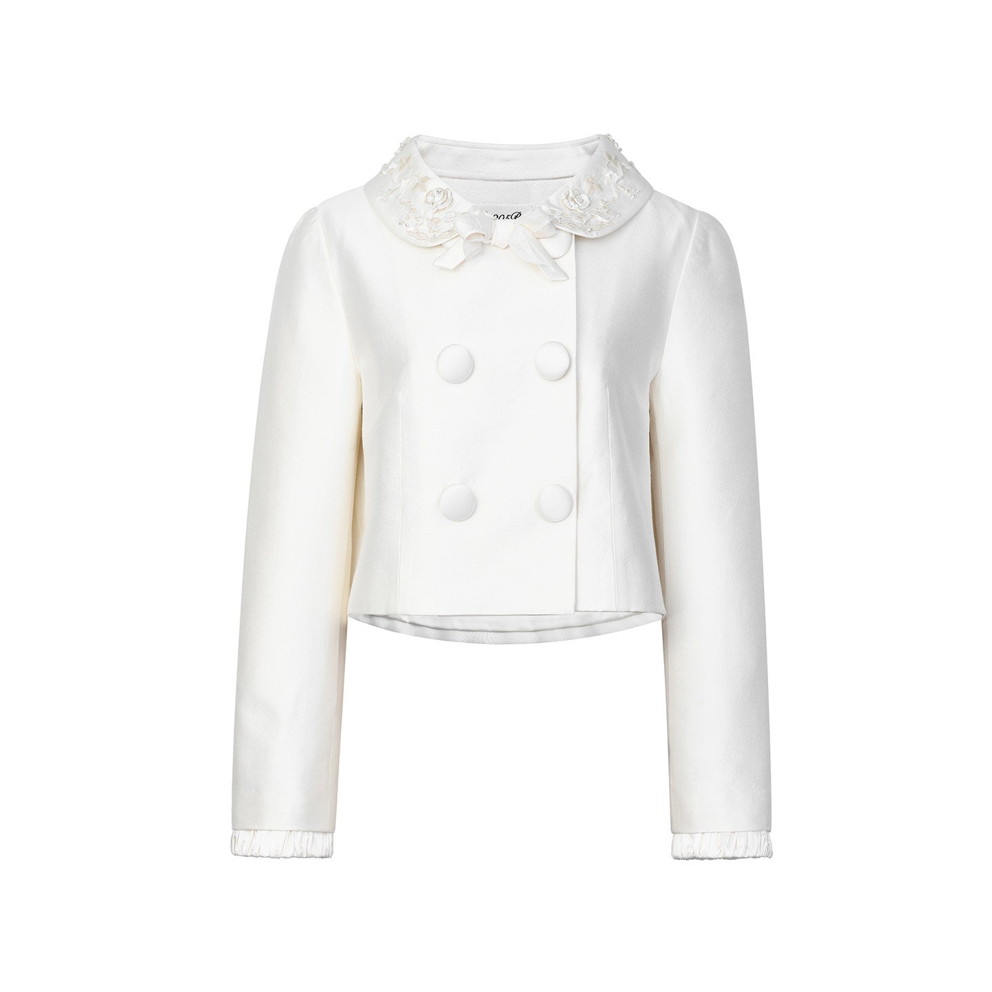 FAME spring rose plate embroidered silk fur short coat - LEIGHA