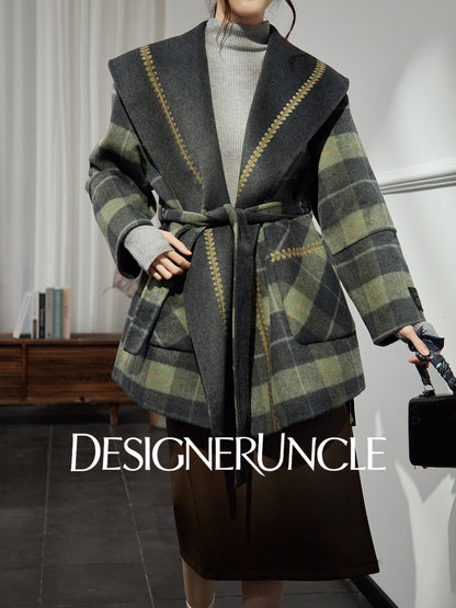 DGU "Daige" green plaid woolen jacket fashion high-end and versatile trend - Skylar.