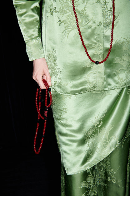 M essential Mackay luxury Jacquard stand-up collar shirt skirt pant set - eleven