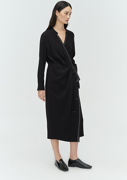 COMME MOI Lu Yan designer's new women's acetate V-neck asymmetrical dress - HONOR.