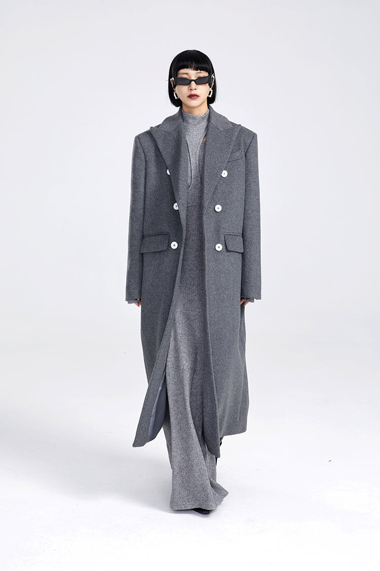 TINY IN Maxi double-breasted women's wool coat jacket - INO