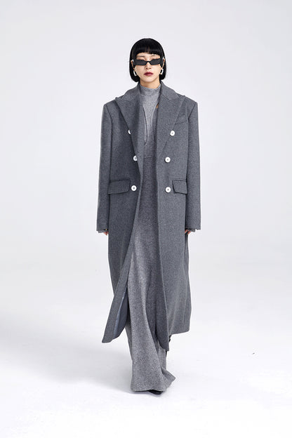 TINY IN Maxi double-breasted women's wool coat jacket - INO