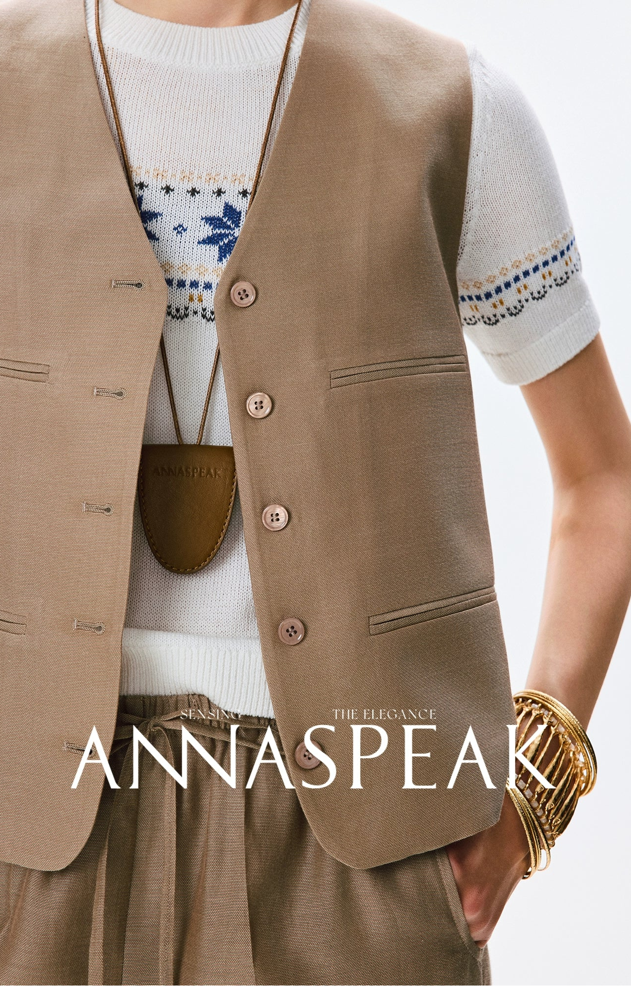 ANNASPEAK  mulberry silk cool silk haute couture upright suit vest set-ANCHOR.