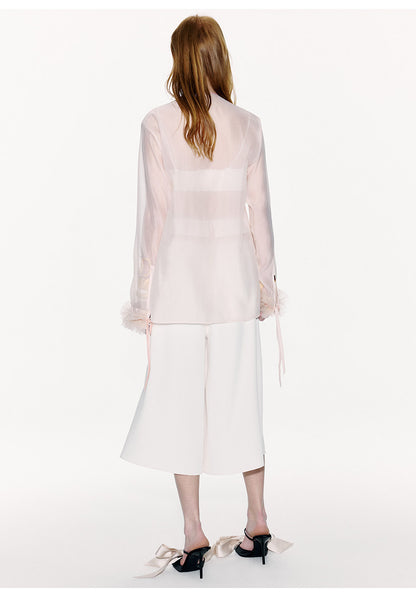 ATELIER MISS LU Tulle Latiered Panelled Long-Sleeved Top - BAILEY