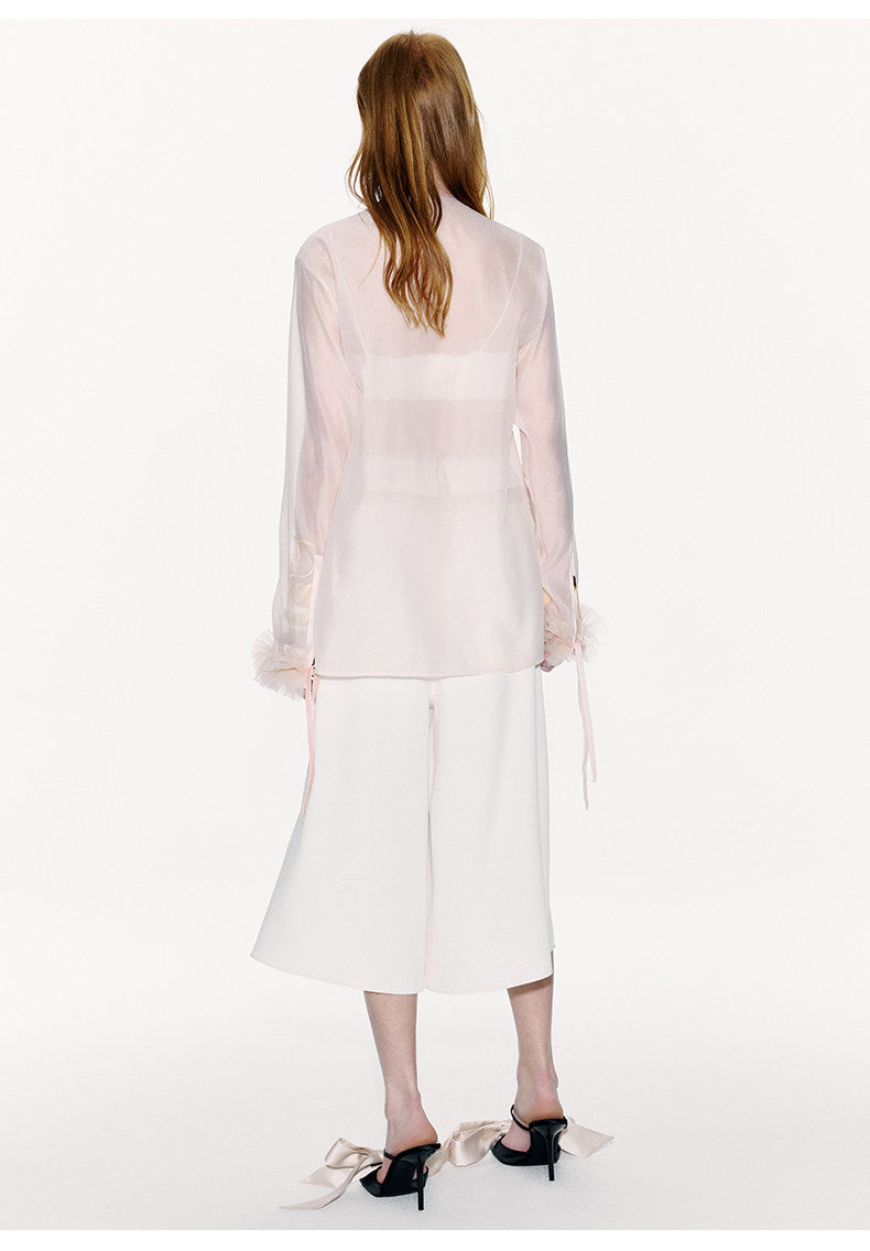 ATELIER MISS LU Tulle Latiered Panelled Long-Sleeved Top - BAILEY.