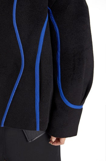 TINY IN Line Cropped Tweed Women's Black Jacket - KENCHO