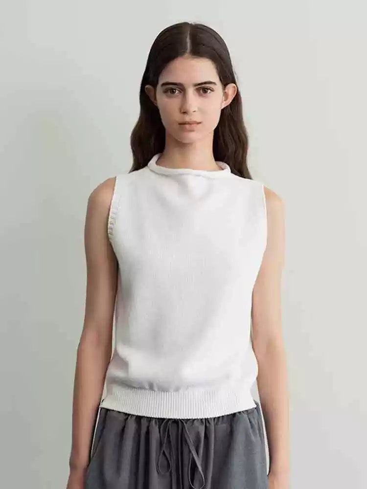 Nothing Written Knitted Vest Women's Summer 2025 New Korean Designer Slim Sleeveless Top