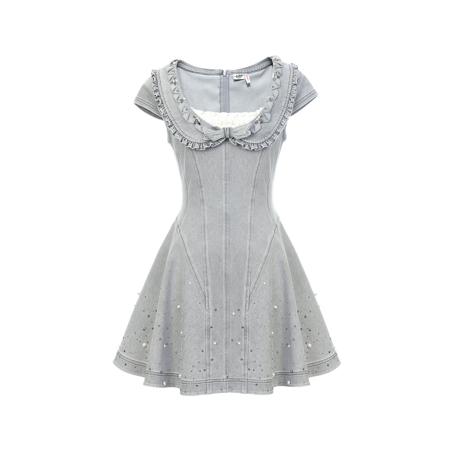 FAME ruffled A-pendulum denim dress - SAMUEL