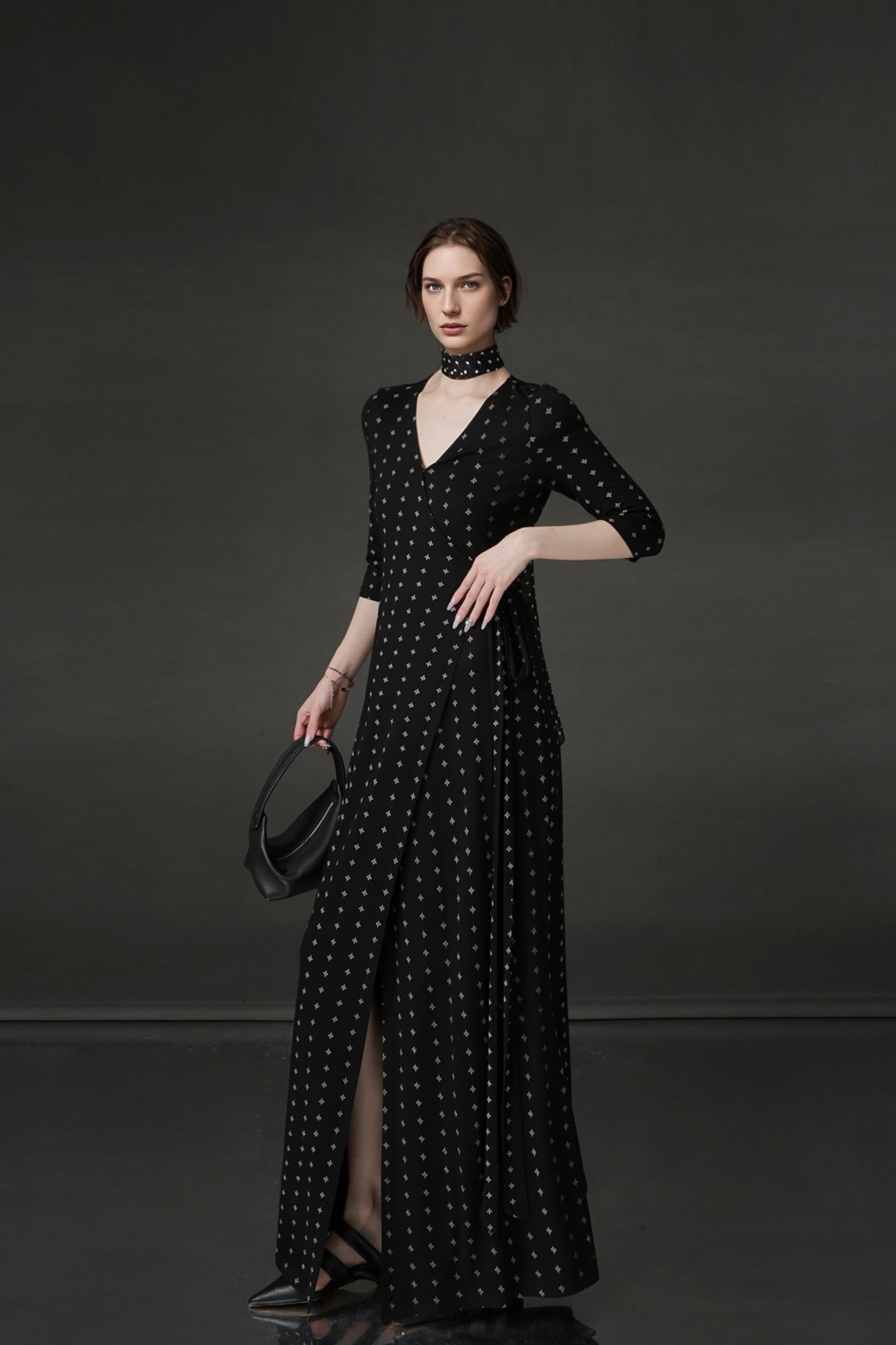 PIAOIN French Hepburn style slim lace-up design goddess long dress-T-AURORA.