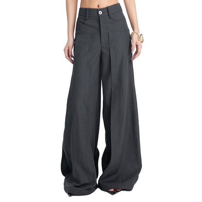 TINYIN heavy work patchwork wide-leg versatile black pants -GASSY