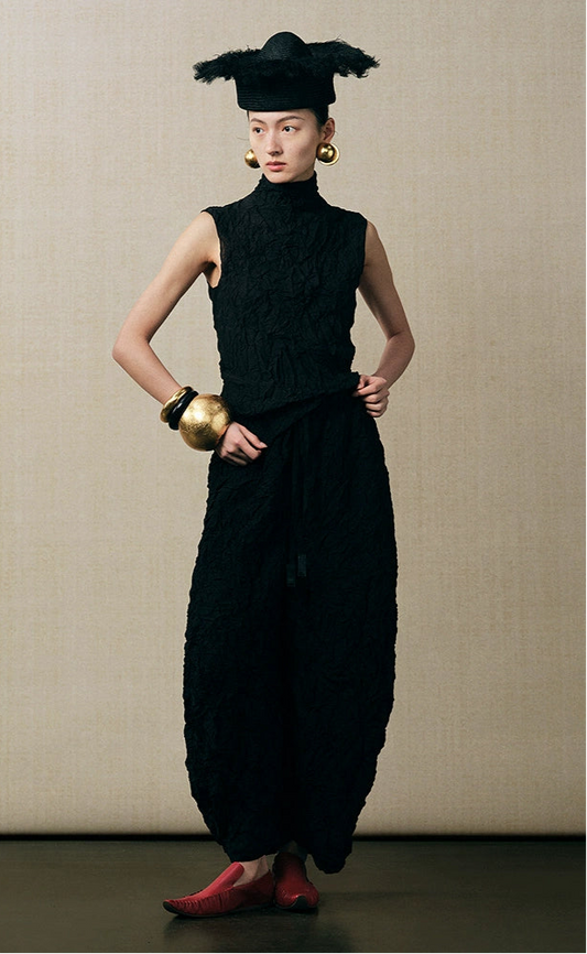 ZHUCHONGYUN cocoon-shaped pleated cropped trousers and top-NAG.