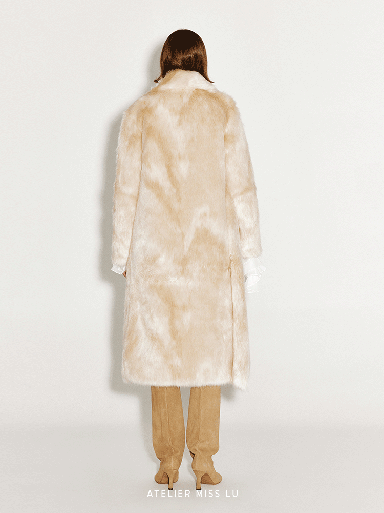 ATELIER MISS LU autumn winter scarf coat all-in-one faux fur winter coat - OLIVE.