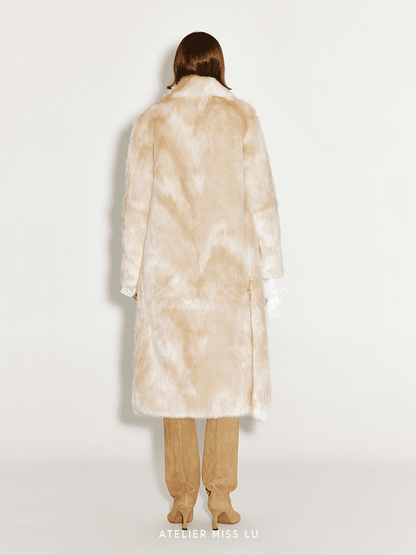 ATELIER MISS LU autumn winter scarf coat all-in-one faux fur winter coat - OLIVE.