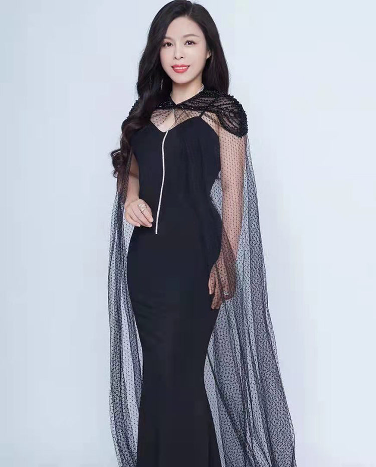 BAISHA Handmade beaded mata outer draped two-piece wedding dress - THRONE.
