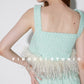 high-end autumn imported tweed silver silk ostrich bird feathers  cropped top + shorts set