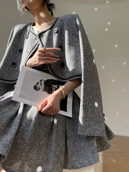 Aconiconi High End Gray V-Neck Sleeveless Hound Sooth Cocktail Dress- Kawashima Girl