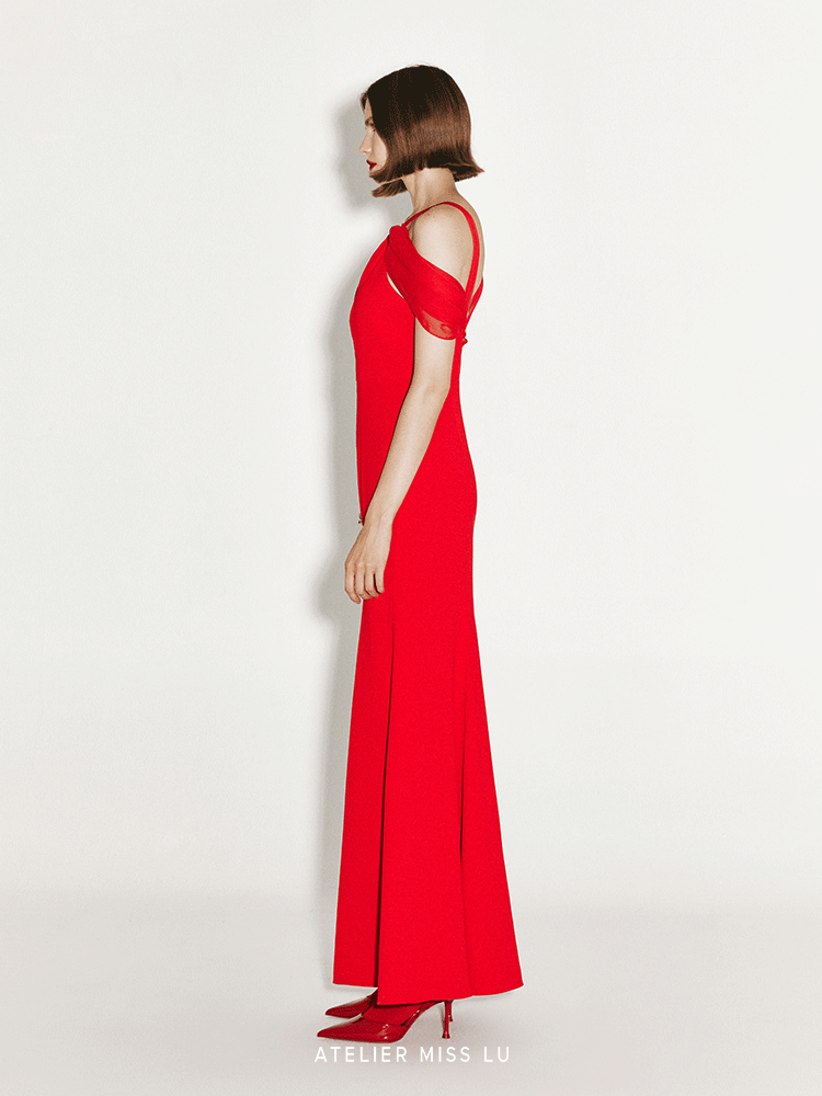 ATELIER MISS LU Shoulder Stitch Slit Fishtail Dress - ROSS.