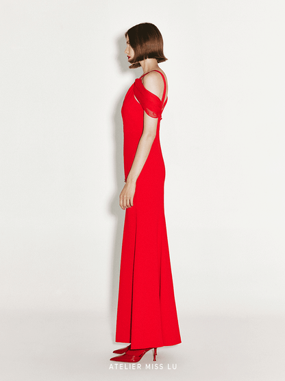 ATELIER MISS LU Shoulder Stitch Slit Fishtail Dress - ROSS.