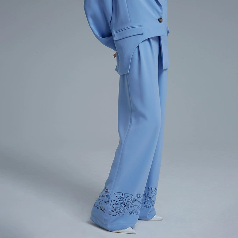 LEDIM W blue suit draped wide leg pants - Arc