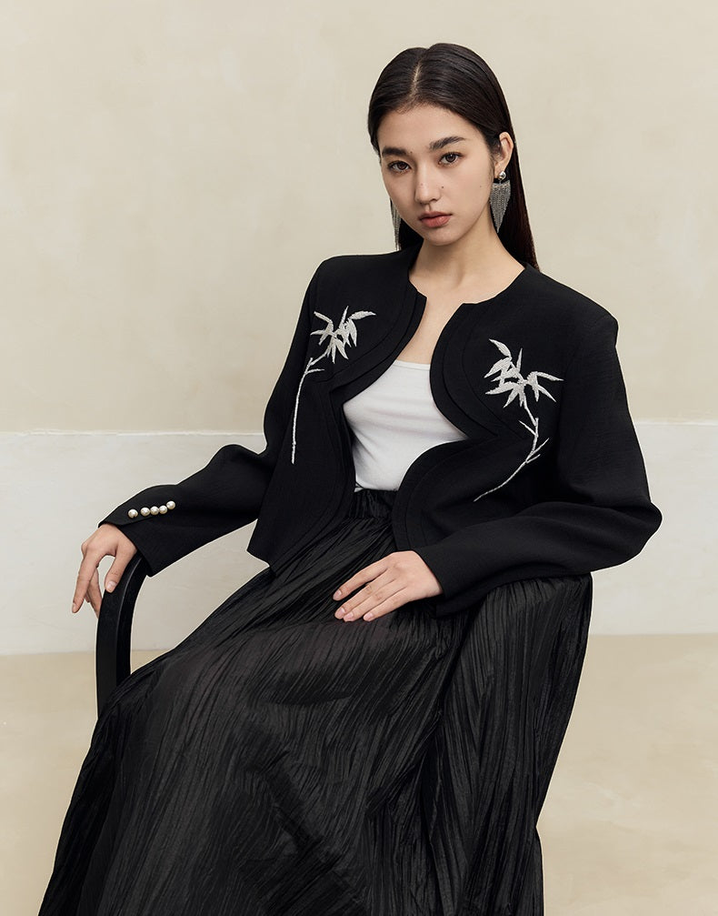 HECO spring embroidery acetate hemp short jacket women - gift.