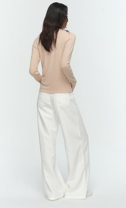 COMME MOI Lu Yan designer new women's Henry collar base shirt slim T-shirt - BLESSED.