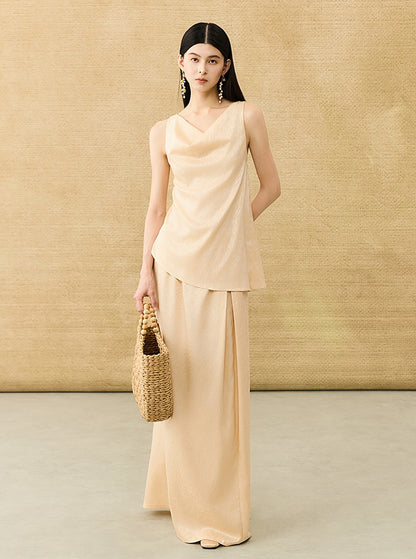 HECO Chinese Temperament Pearlescent High-Waisted High-End Texture Skirt - HELLS.