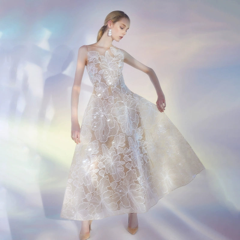 Wardrobes by Chen Elegant White Sleeveless Couture Lace Wedding Dress-Noa