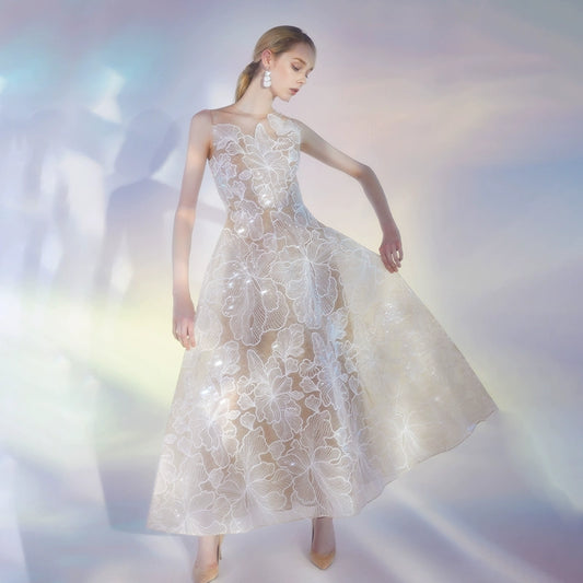 Wardrobes by Chen Elegant White Sleeveless Couture Lace Wedding Dress-Noa