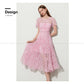 DPLAY BElegant marshamallow pinkopen work Lace Swing Dress - Stan