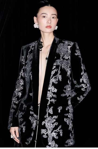 M essential Mackay designer iron orchid embroidered suit - Selima