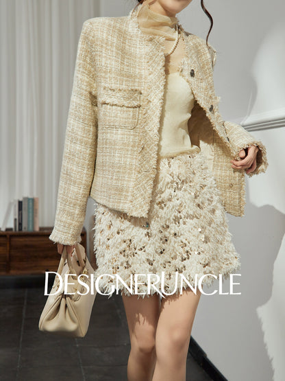 DGU "Shallow Yin" apricot jacket high-end small fragrance temperament design top - Noa.