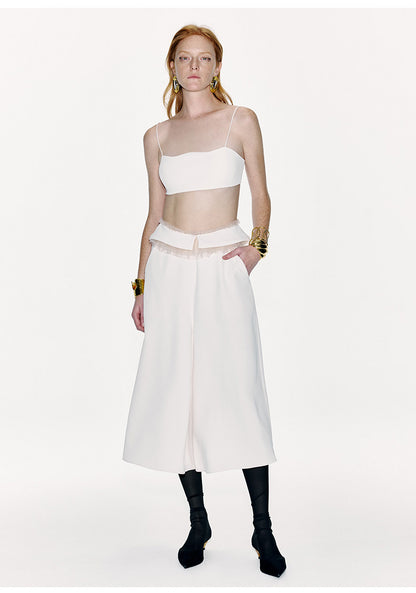 ATELIER MISS LU Authentic Waist Tulle Paneled Wide Leg Pants - KARINA