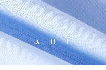 AUI design sense irregular polo collar blue shirt long sleeve top - RESORT.