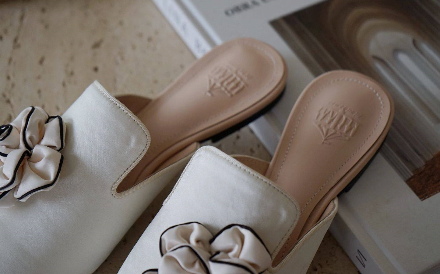 B-FEI pointed white mules lazy women's half Shoes-ASHOY.