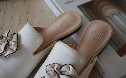 B-FEI pointed white mules lazy women's half Shoes-ASHOY.