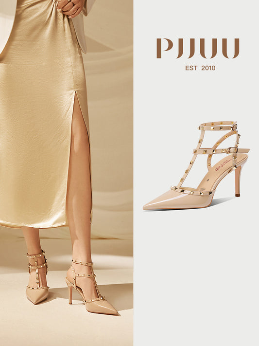 Pjjuu Nude Studded Heels Stiletto Singles - DONT