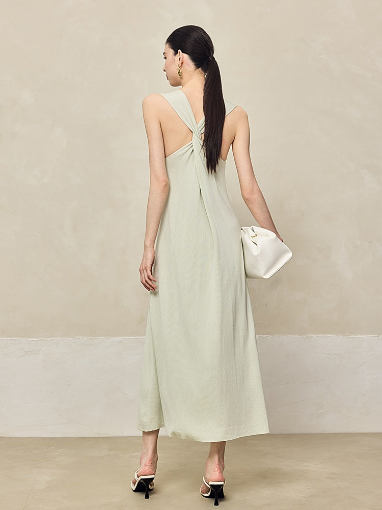 HECO Back Cross Midi Sleeveless Dress - SAVIOR.