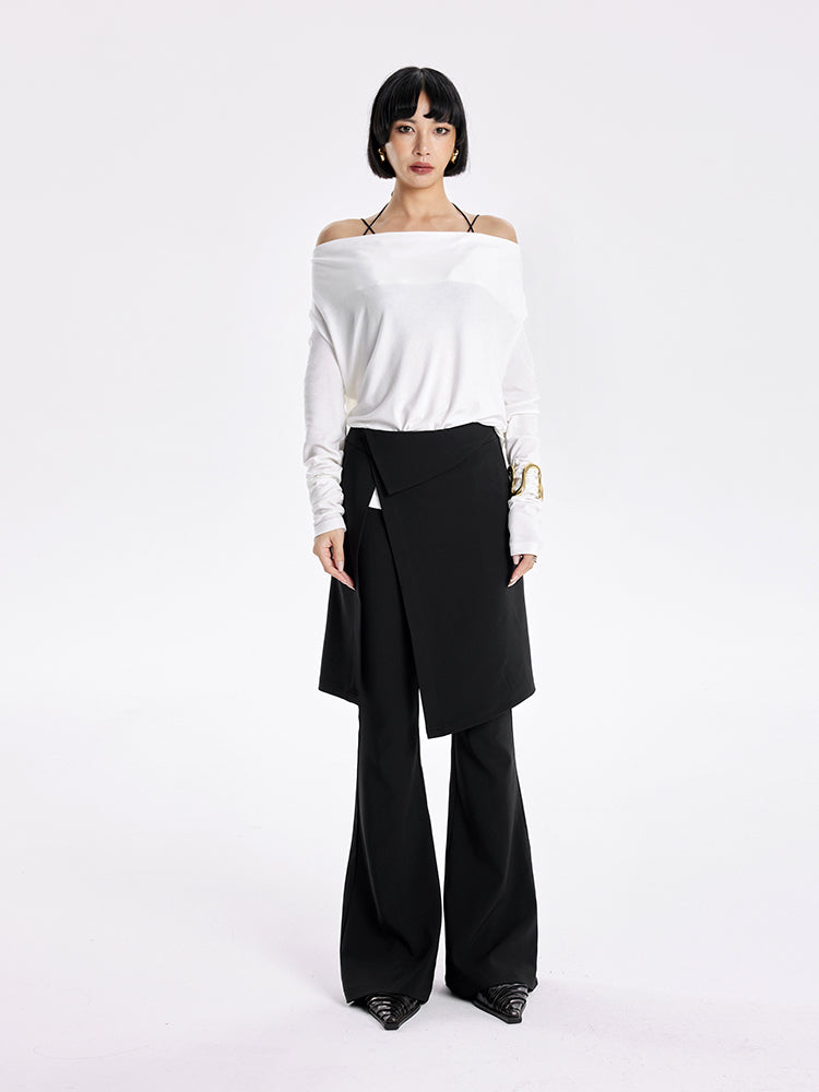 TINY IN Smock Swing Neck Knit T-Shirt Worn Front and Back-ROX.