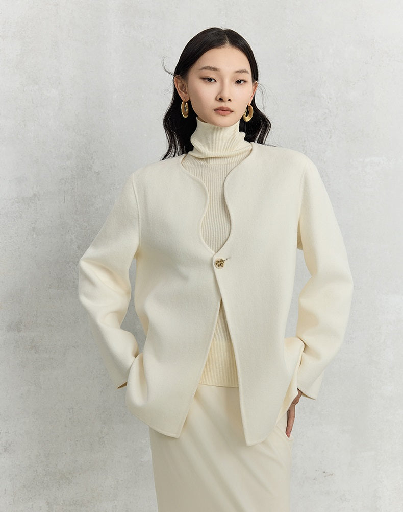 HECO winter double-sided woolen  black red apricot coat women - glory.