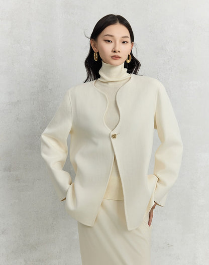 HECO winter double-sided woolen  black red apricot coat women - glory.