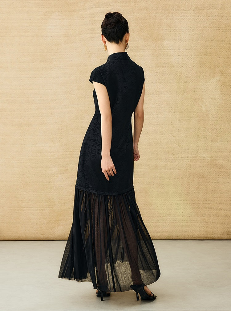 HECO Chinese Modified Diagonal Stand-up Collar Cheongsam ress- OWEN.