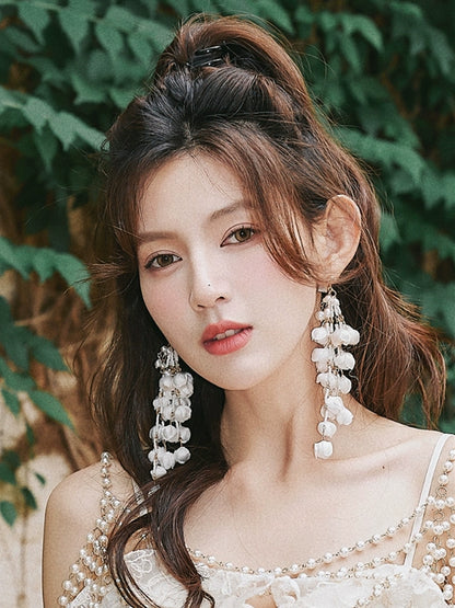 DOLLY Luxury Palace Style Flower Bud Tassel Chic Earrings-DALAL