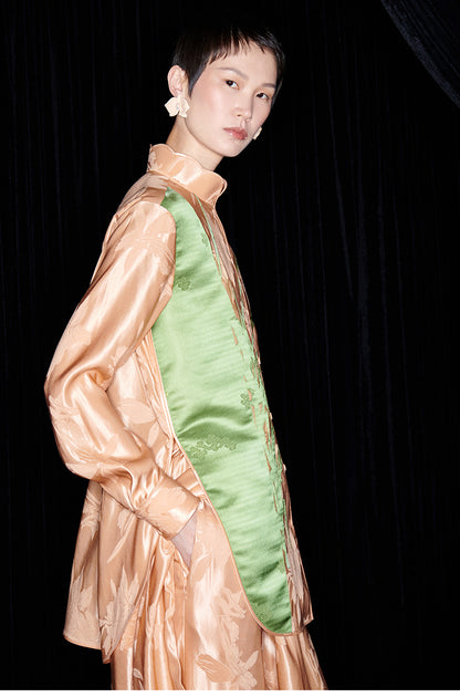 M essential Mackay designer iris jacquard orchid collage stand-up collar shirt psnt set - five.