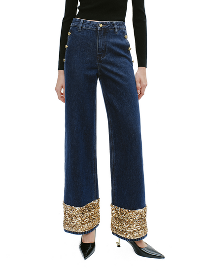 YES BY YESIR  beaded straight-leg jeans - PROP.